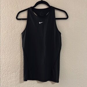 Nike Black Fitted Tank Top with White Swoosh